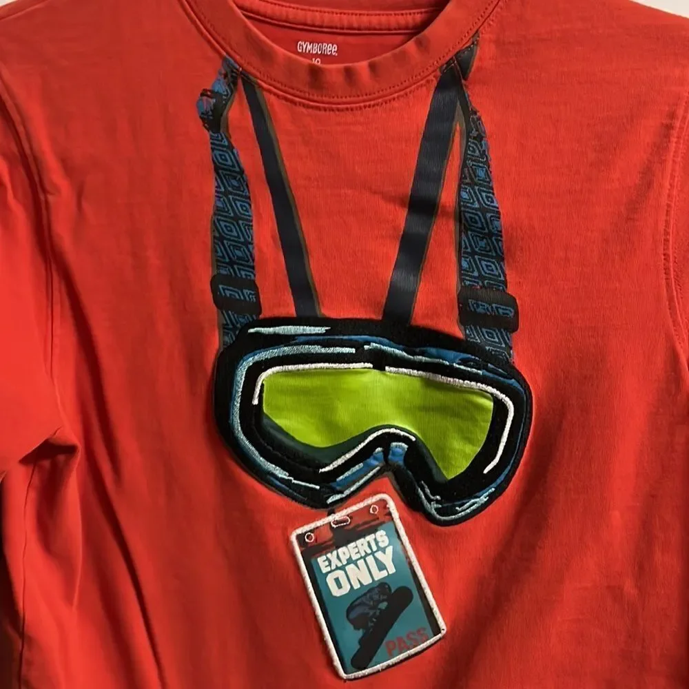 Gymboree size 10 boys Snowboard orange long sleeve shirt.